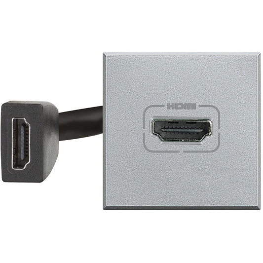 Bticino Axolute HDMI socket HC4284 with data RJ45 UTP category 6, sleek grey design for data connectivity.