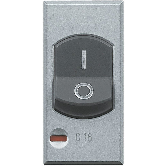 Bticino Axolute 6A automatic circuit breaker switch in tech color, featuring a bipolar design and power of interruption.