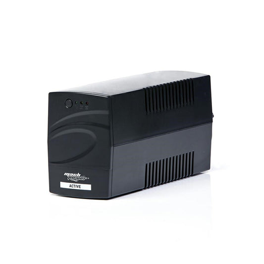 MACH POWER 600VA/290W line interactive UPS with AVR, 1 USB port, and overload protection.