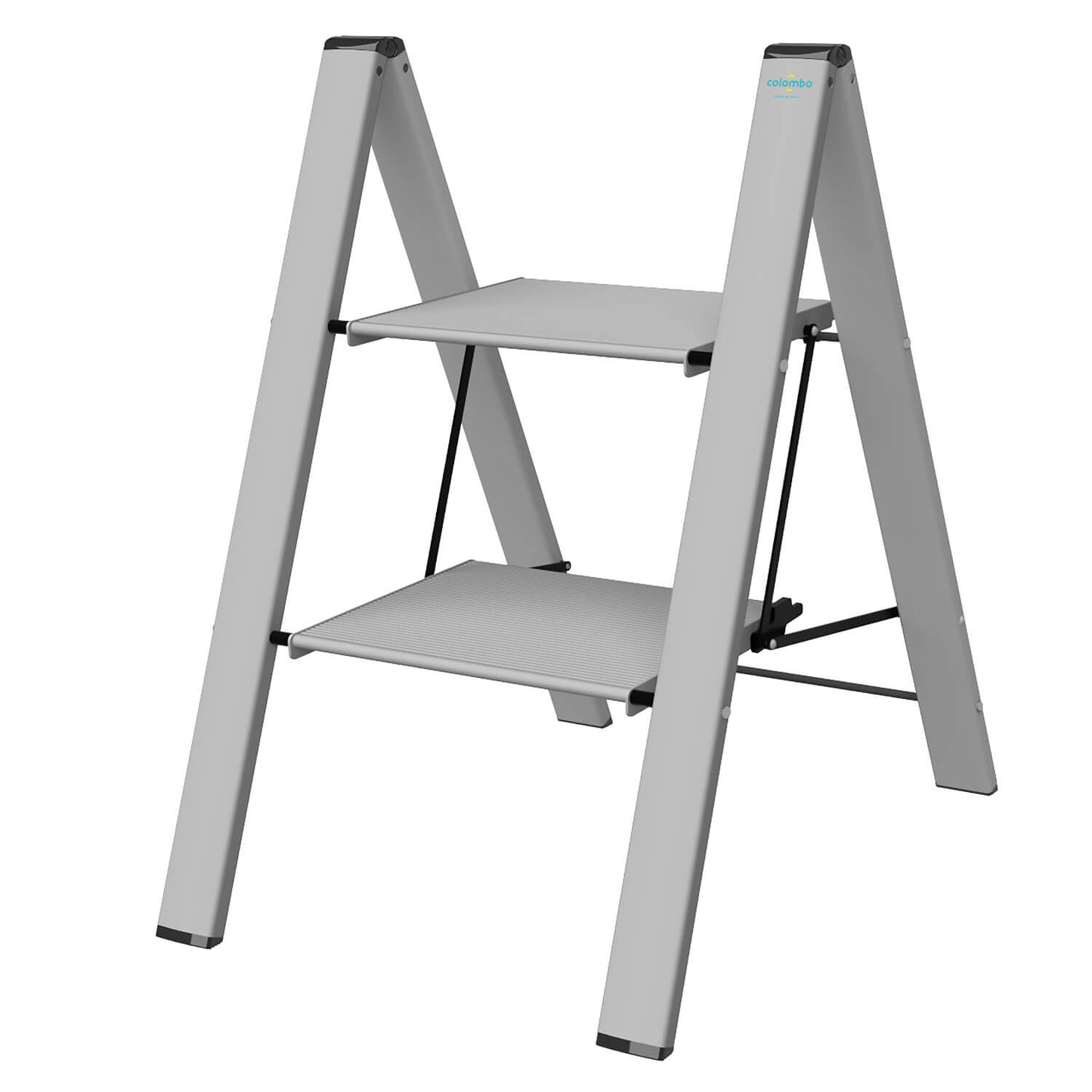 Scala 2 gradini Altezza 46 cm colore Alluminio - SGA2GR.AL HERCULES