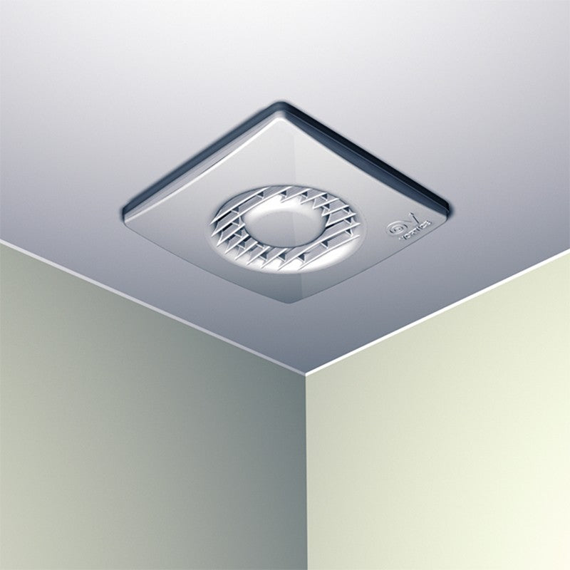 Vortice Ultrapiatto Aspiratore Elicoidale da muro in resina, design elegante e tecnologia avanzata.