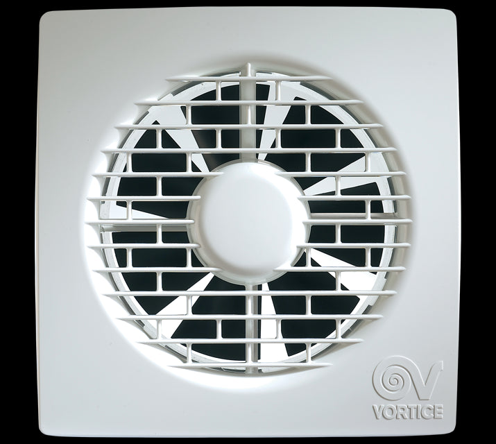 Vortice 100/4 120mm ultraflat exhaust fan with a stylish grating design and UV-resistant finish.