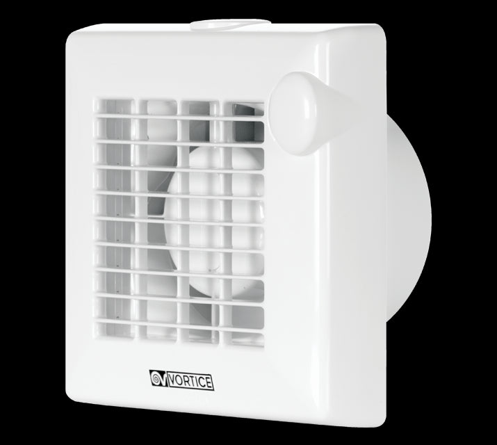 Vortice M 120/5 wall-mounted air extractor fan with 120 mm diameter, UV resistant plastic construction.