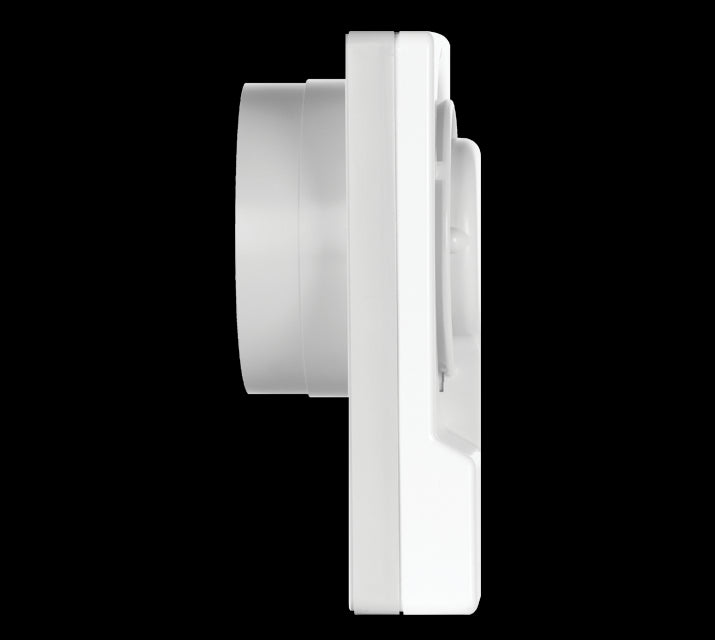 Aspiratore elicoidale Vortice M 10/4'' in polistirene, vista di profilo, adatto per ventilazione domestica.