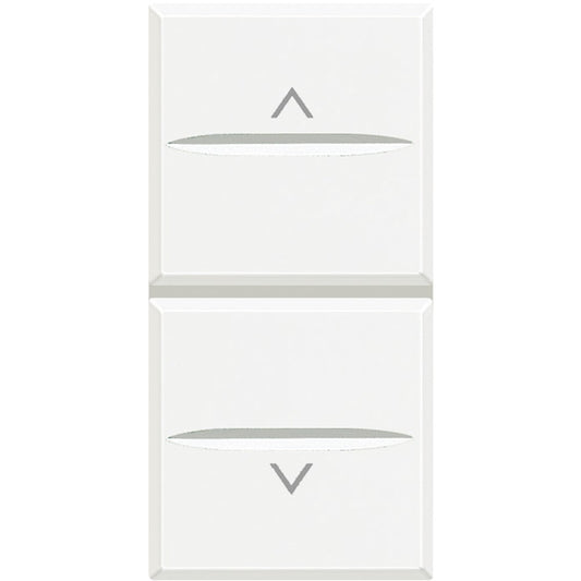 Bticino Axolute white double switch HD4027, 1P 16A, 250Vac, dual push button, axial design