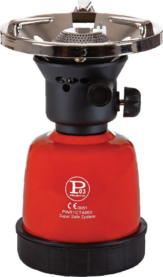 Project Fornello a Gas COOK100 in red steel, 0.736 kg, with Super Safe System.