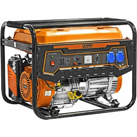 VINCO 60126 BDL6500CXS 5 kW generator with 4-stroke engine and dual Schuko outlets.