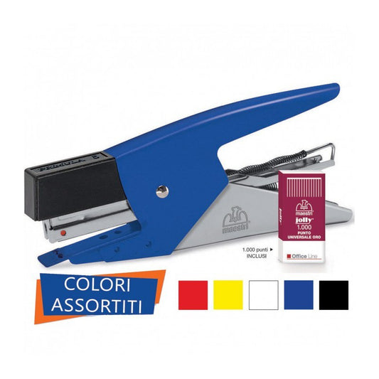 Cucitrice a pinza Primula con 1000 punti Jolly Oro, design ergonomico e moderno, disponibile in colori assortiti.