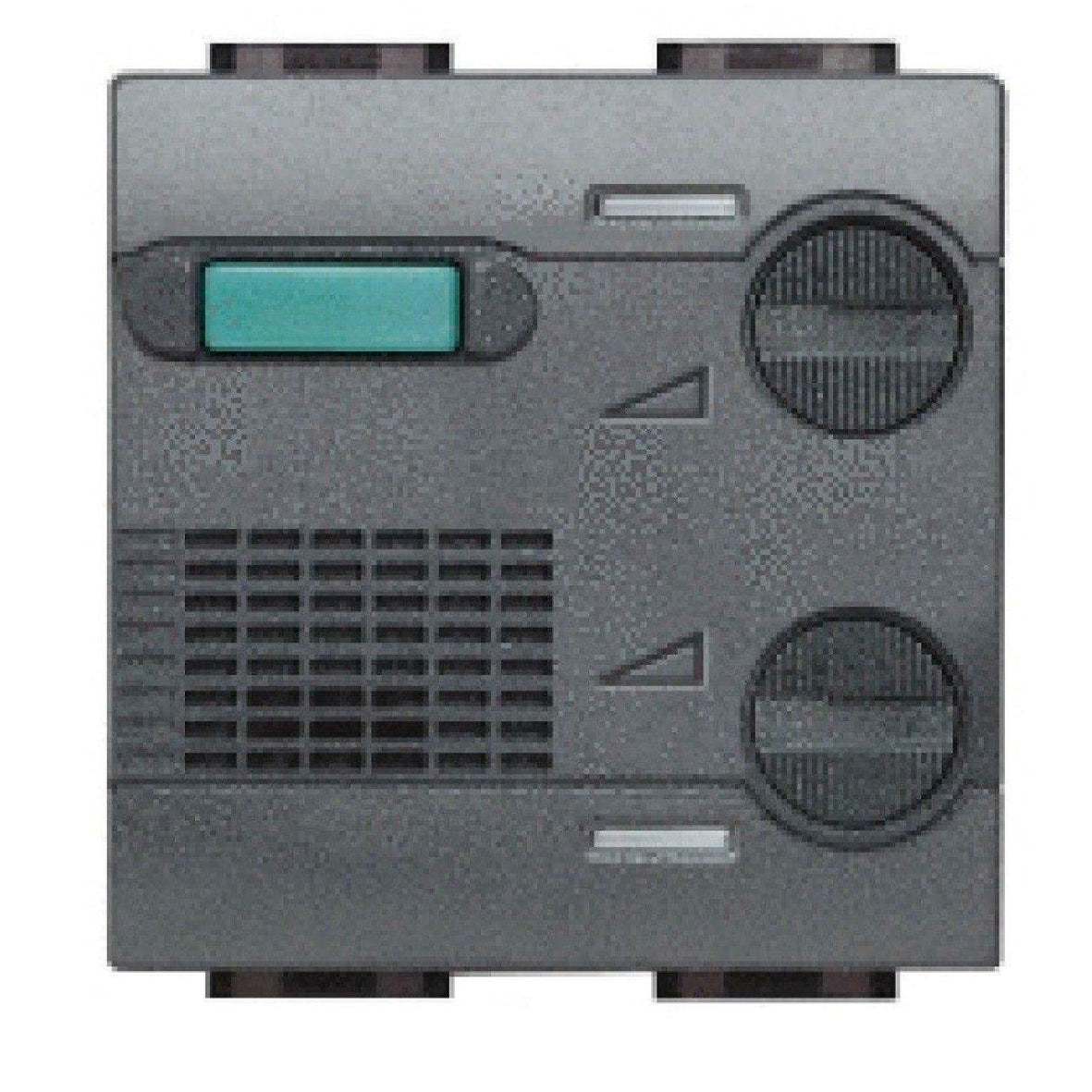 BTICINO L4489 electronic ambient listening module for LED lamps, 230V, with control dials and light indicator.