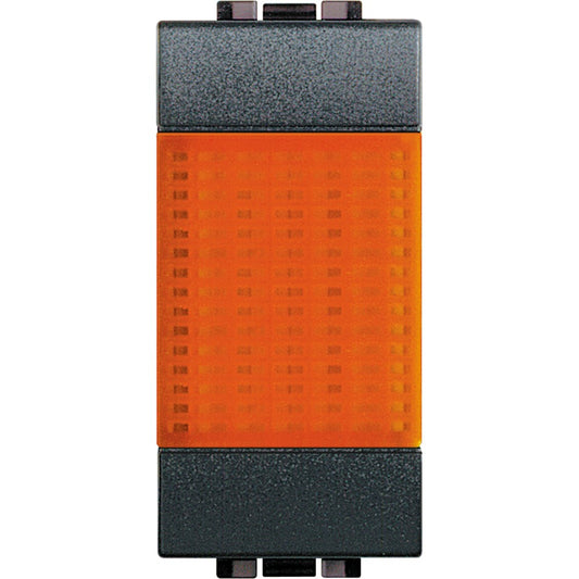 Portalampada Bticino LivingLight con diffusore arancione, moduli 1 serie, art. 11250L-11252L, antracite.