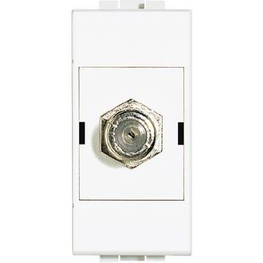 Bticino N4269F TV socket type F in white, single module from LivingLight series, perfect for elegant home connectivity.