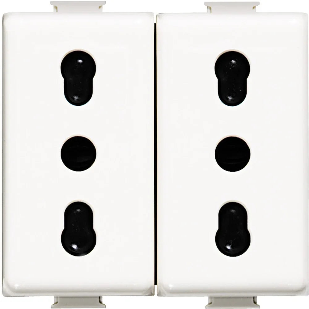 BTicino AM5180/2 Presa Duplex Bipasso 2P+T 10/16A 250Vac - Design Sicuro e Versatile
