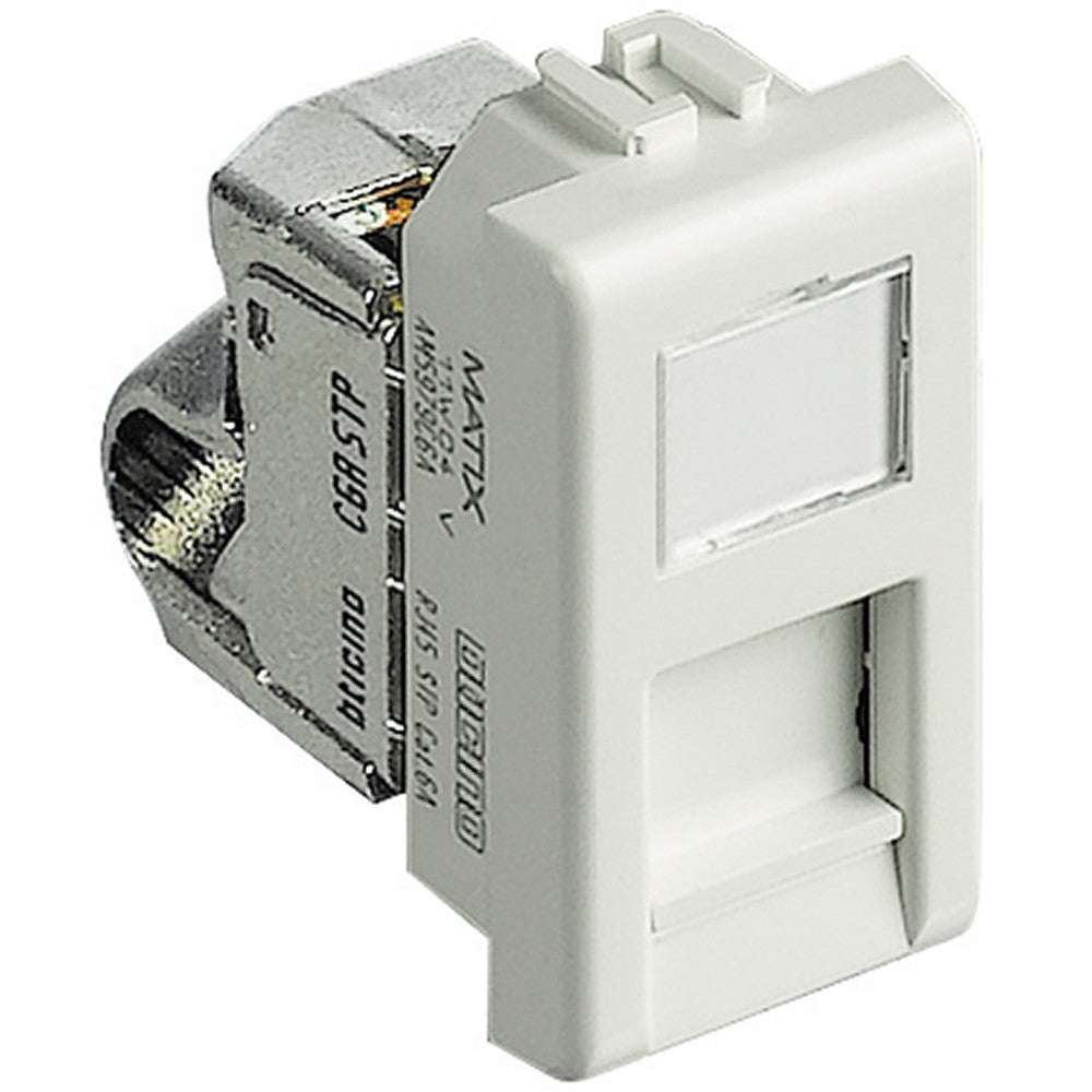 Matix RJ45 Connector Category 6A STP with dust cover and identification label, suitable for civil series installations.