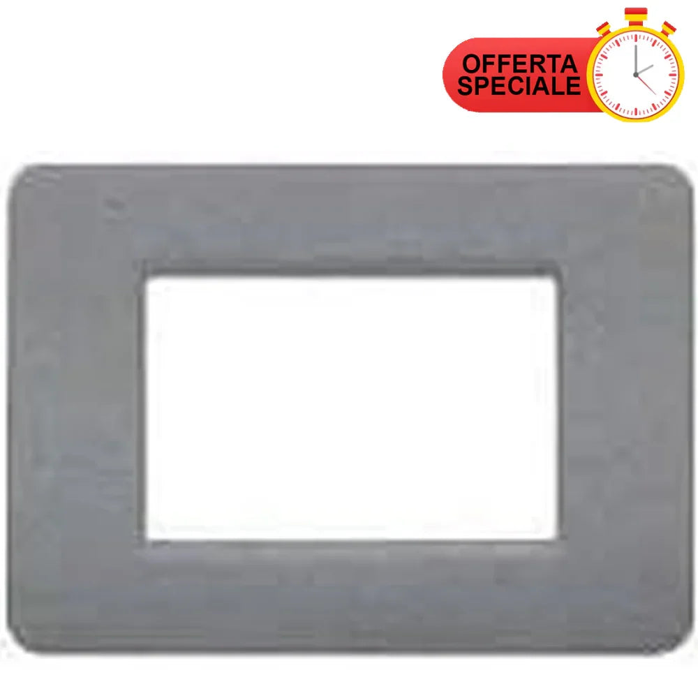 BTicino Matix Placca 3 Posti AM4803SP, Design Grigio Pietra Elegante e Funzionale