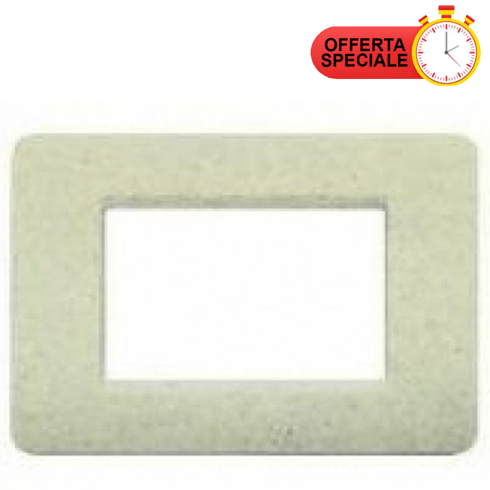 BTicino Matix Placca 3 Posti Acquamarina AM4803SQ switch plate in light green with special offer badge.