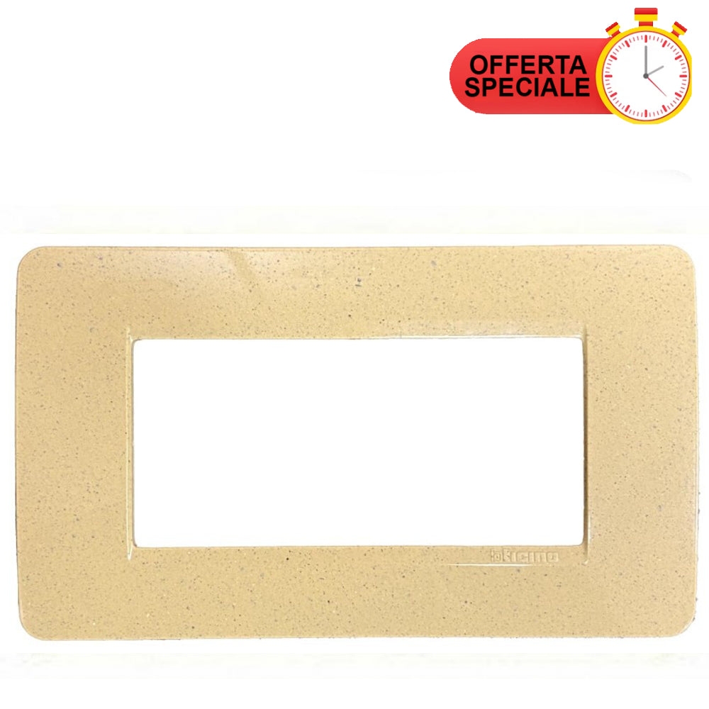 BTicino Matix Placca 4 Posti Sabbia AM4804SS wall plate in sand color, perfect for home decoration.