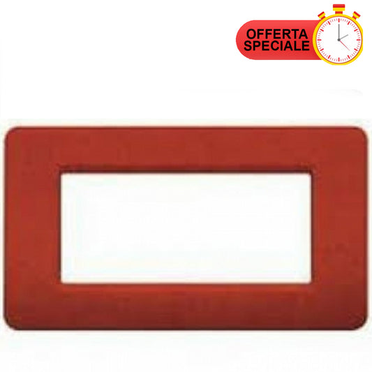 BTicino Matix Placca 4 Posti Terra AM4804ST in red with limited time offer label