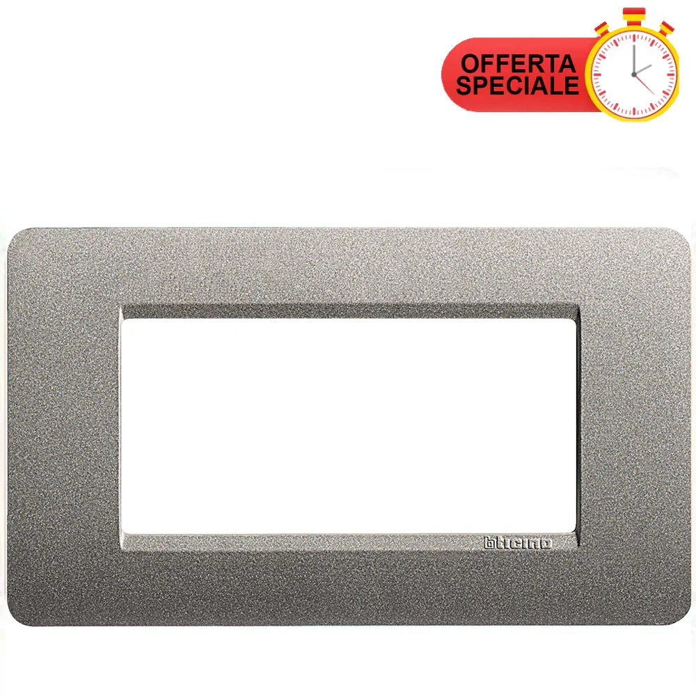 BTicino Matix Placca 4 Posti Titanio AM4804TA - Design Elegante, Installazione Facile e Versatile
