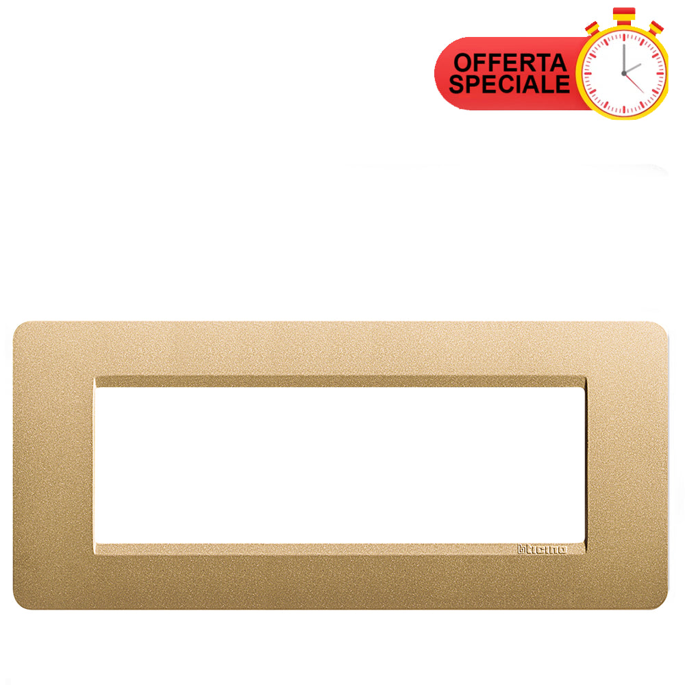 BTicino Matix Placca 6 Posti Gold AM4806LGL decorative switch plate, special offer, elegant gold finish.