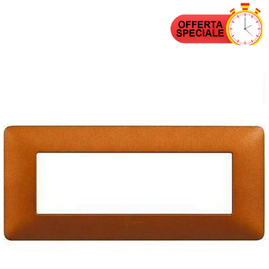 BTicino Matix Placca 6 Posti Terra AM4806LST in special offer with a brown finish, perfect for modern interiors.