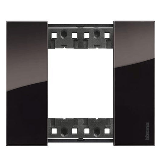 Placca Living Now 2P Notte by BTicino, bimateriale plastic switch plate, dimensions 86mm x 102.5mm, sleek design.