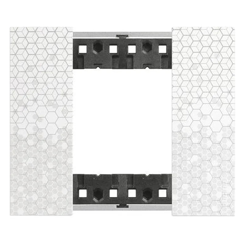 Placca 2P Pixel Living Now BTicino - KA4802MW, Design Elegante in Plastica Bimaterica