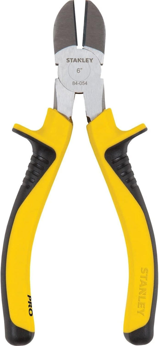 Stanley 150mm bi-material cutters with ergonomic handles for efficient cutting and grip, designed for comfort.