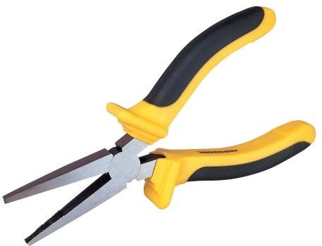 Pinza Becchi Piatti Bi-Mat 150mm con manici bimateriali e finitura acciaio opaco, progettata per comfort e presa.