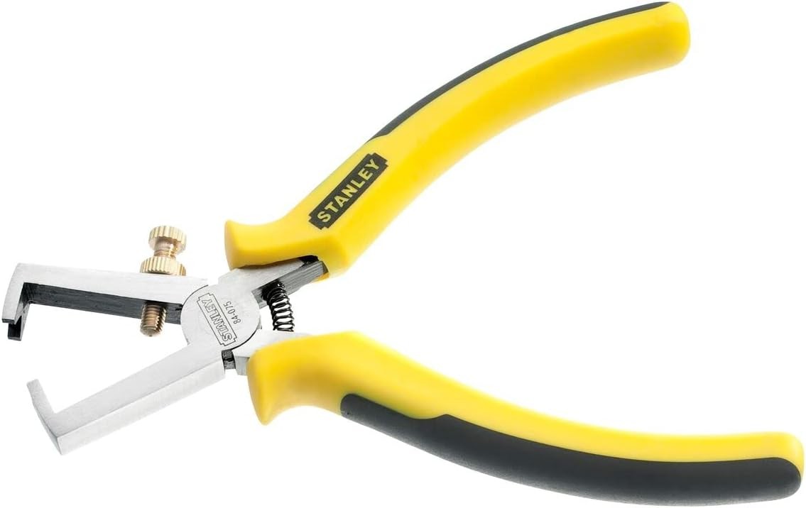 Pinza Spellafili 150mm Stanley con manico giallo, ideale per riparazioni domestiche e lavori fai-da-te.
