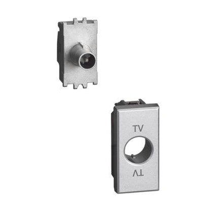 Presa TV e SAT Bticino Axolute con connettore tipo F, ideale per impianti satellitari e cablaggi elettrici.