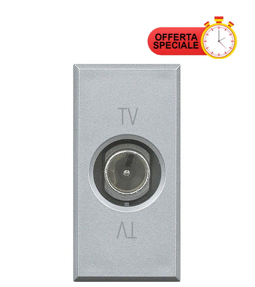 Bticino Axolute TV socket HC4202PT, sleek design with coaxial input, ideal for home or office, featured in special offer.