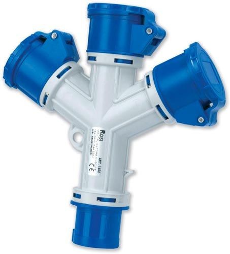 TRIPLA CEE 220V 3P+N+T BLU 32A mobile adapter with three IP44 sockets and blue connectors.