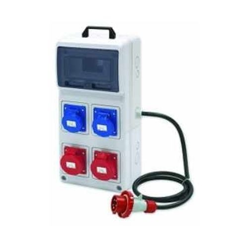 Quadro Cantiere Port 2P 220V with multiple power sockets and colored connectors for industrial use.