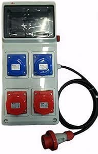 Quadro Asc 4P IP55 16A 380V 10KW EM by ROSI with four sockets and Type B plug.