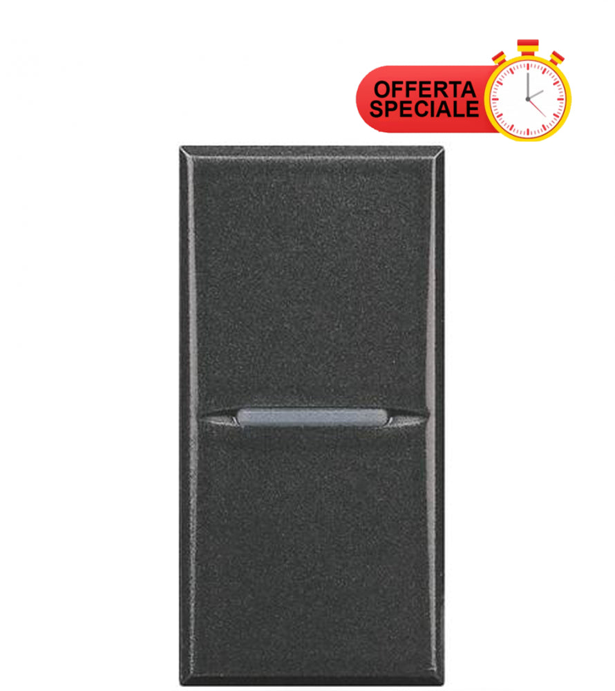 Bticino Axolute assiale 1P 10A interruttore antracite, adatto a lampade rotonde e carichi fino a 2500W.
