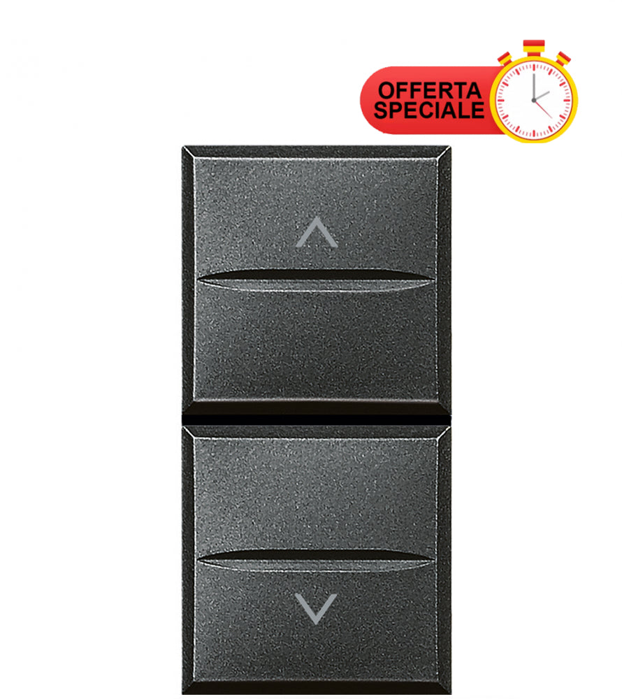 Bticino Axolute double switch 1P NO + 1P NO 10A - antracite color with special offer badge.