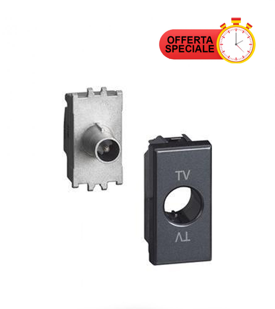 Presa Tv e Sat Bticino Axolute Scura Diretta con connettore maschio H4202D in antracite, offerta speciale.
