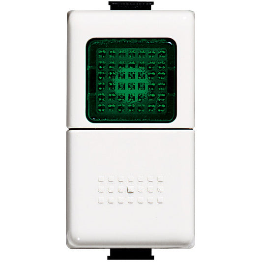Bticino Pulsante e portalampada di segnalazione Verde 24V 1,5W con modulo bianco e diffusore verde.