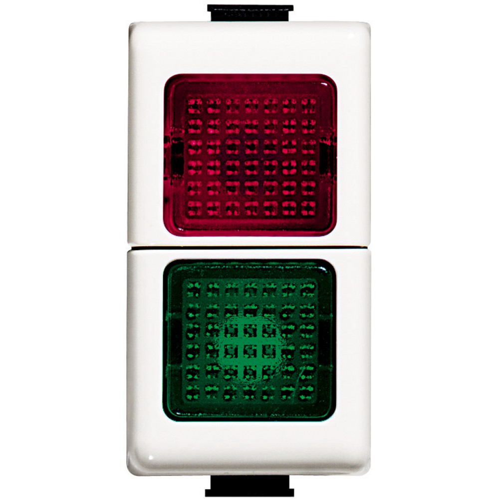 Bticino Matix green and red luminous diffuser, double module, white body, 24Vac, 1W, compatible with LED LN4742V.