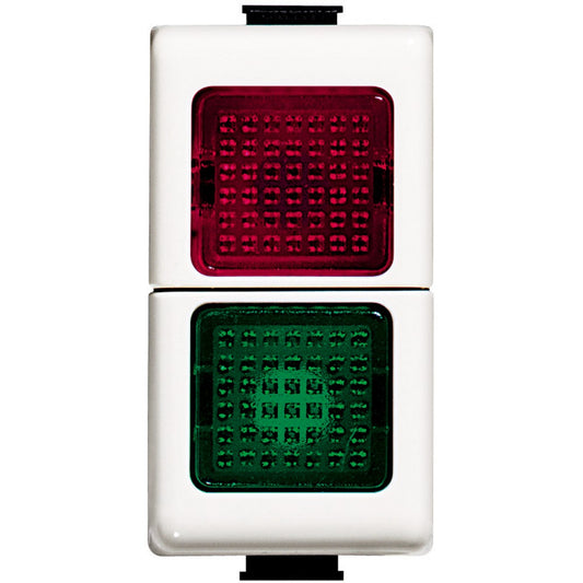 Bticino Matix green and red luminous diffuser, double module, white body, 24Vac, 1W, compatible with LED LN4742V.