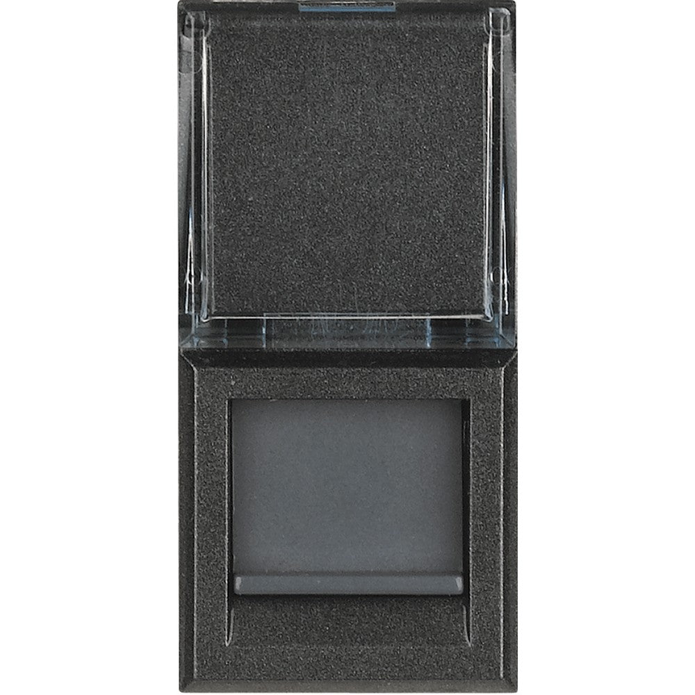 Bticino Axolute Presa RJ45 Toolless Cat 6 UTP HS4279C6, antracite color with dust cover.