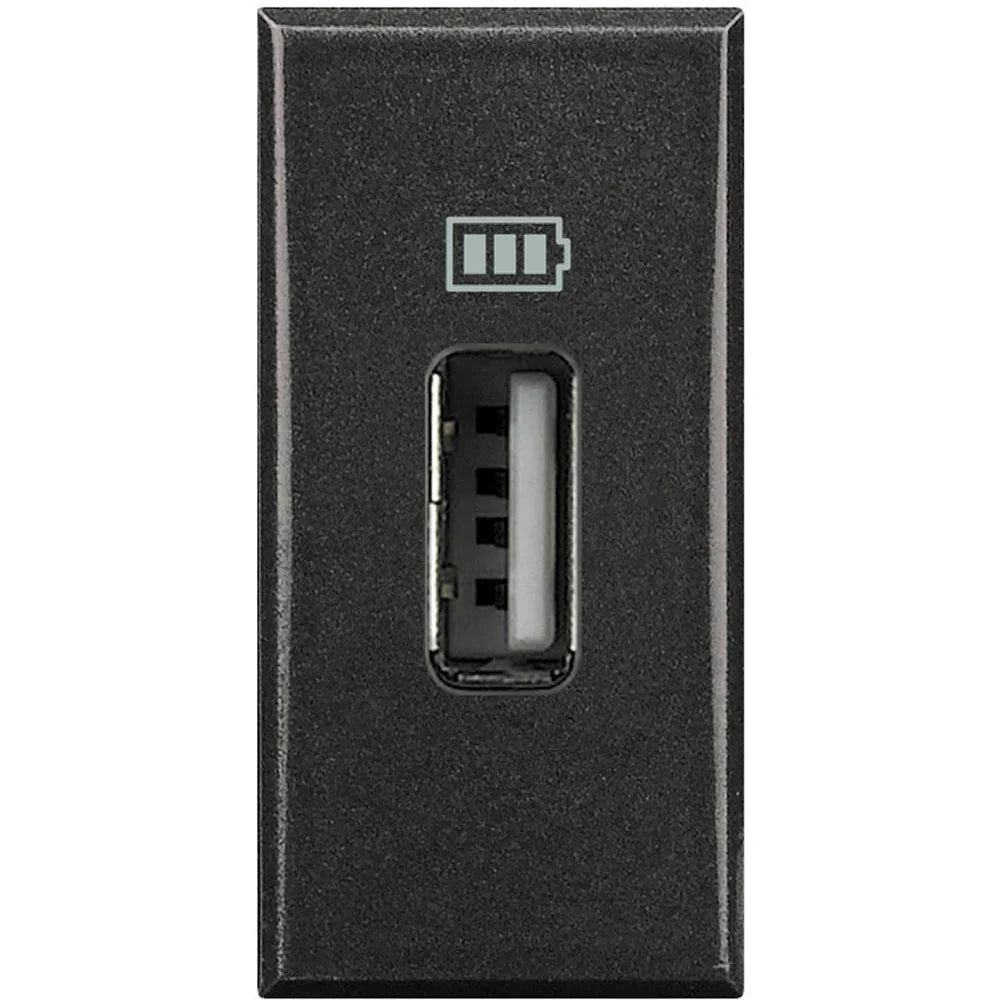 BTicino Axolute Caricatore USB HS4285C1, Ricarica Rapida 1500 mA, Design Elegante Antracite