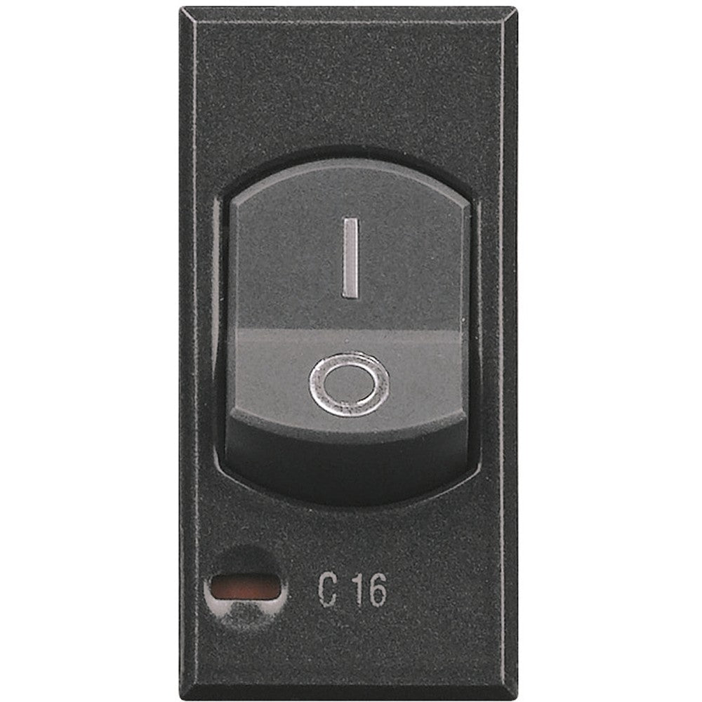 Bticino Axolute Magnetotermico 1P+N 10A switch in antracite color, designed for 230Vac, with 10A current rating.
