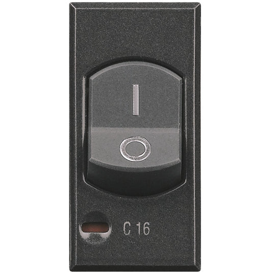 Bticino Axolute Magnetotermico 1P+N 10A switch in antracite color, designed for 230Vac, with 10A current rating.