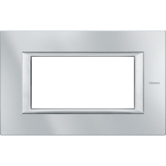 Bticino Axolute 4P Tech rectangular metal plate, monochrome design, 95mm height, 150mm width, BTicino quality.