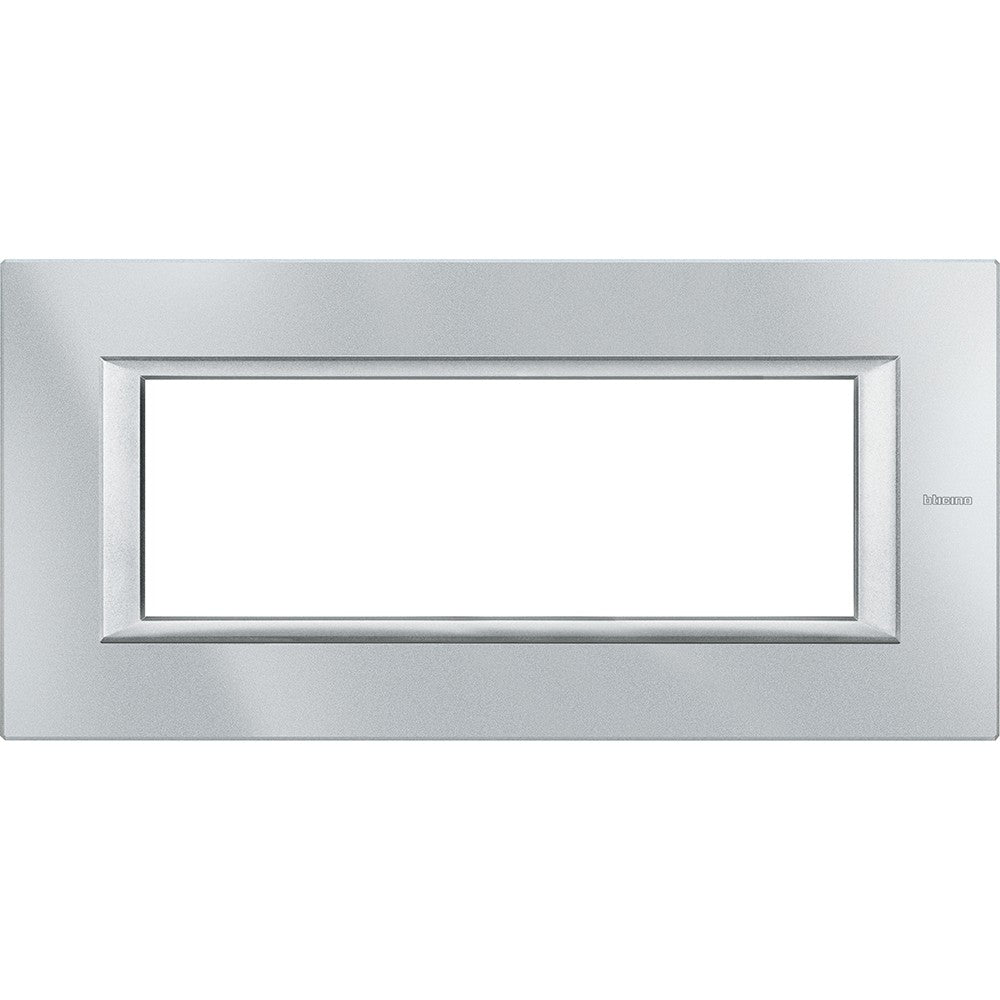 Bticino Axolute 6P Tech HA4806HC rectangular metal plate, monochrome design, sleek and modern, dimensions 95x195mm.