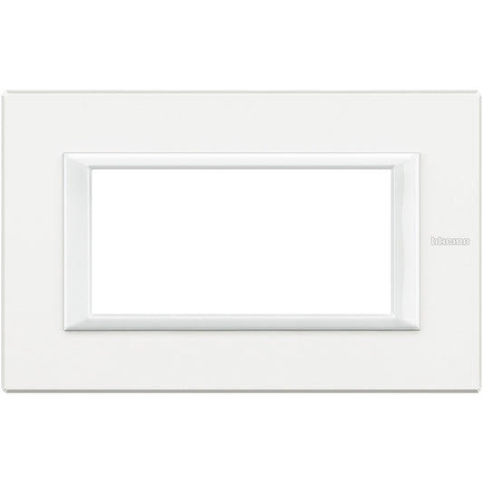 Bticino Axolute 4-module white rectangular cover plate, metal, dimensions 95mm x 150mm, for electrical installations.