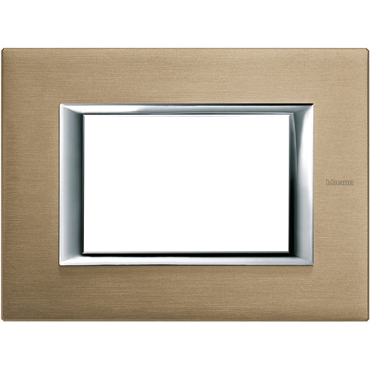Bticino Axolute 3P placca rettangolare titanio spazzolato - design metallico elegante e moderno, moduli 3.