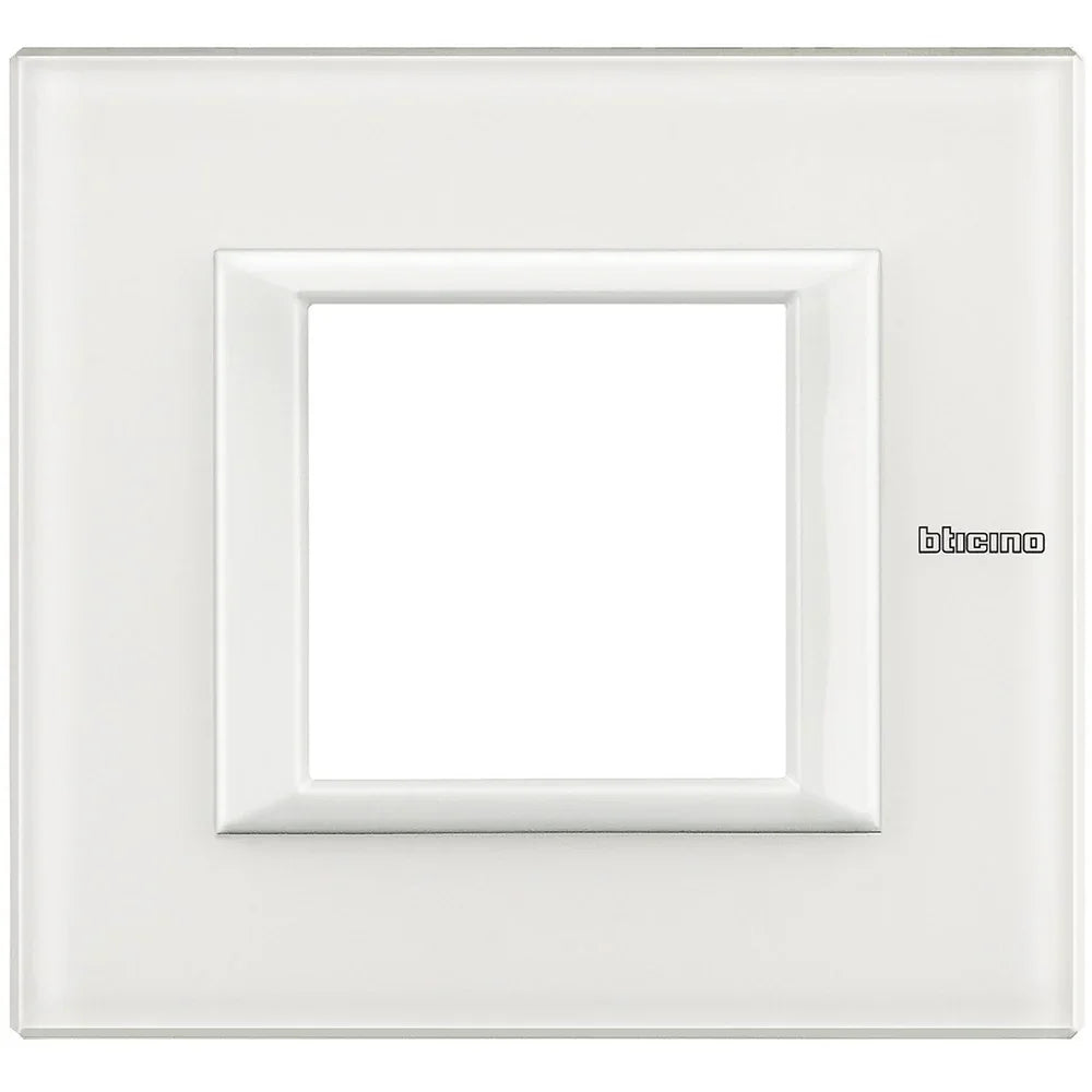BTicino Axolute Placca 2P Vetro Bianco HA4802VBB - Design Elegante, Facile da Pulire, 95x104 mm