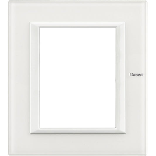 Bticino Axolute white glass frame 3+3 modules, rectangular design, high-quality BTicino brand.